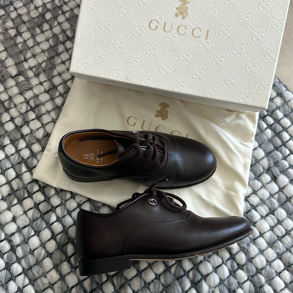 GUCCI BOYS DRESS SHOES BROWN SIZE 24